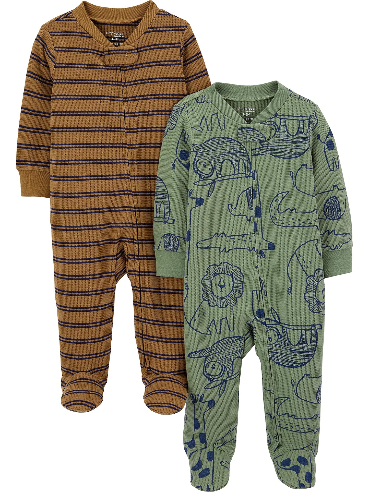Simple Joys by Carters Baby Boys 2-Pack 2-Way Zip Thermal Footed Sleep and Play
