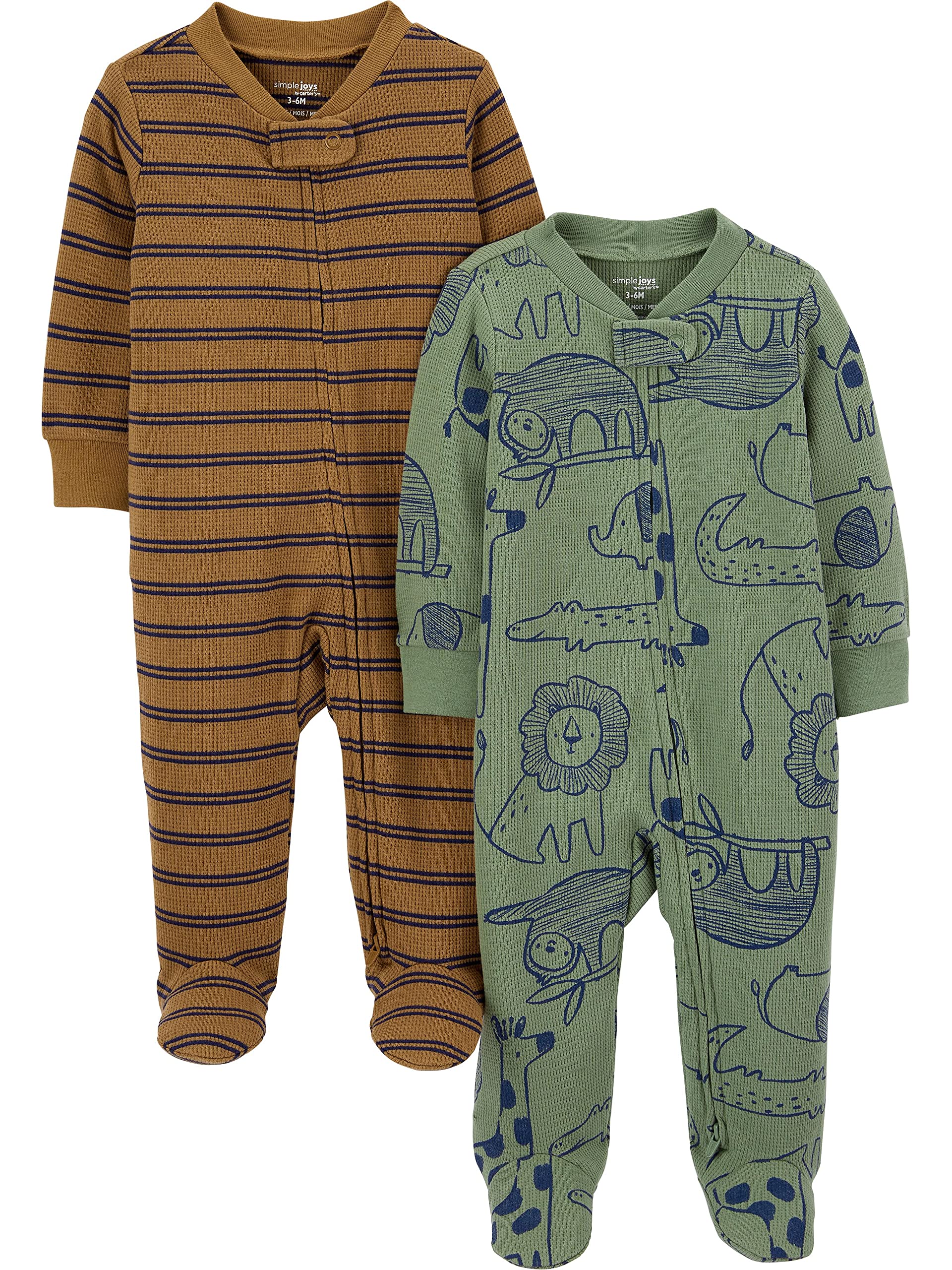 Simple Joys by Carters Baby Boys 2-Pack 2-Way Zip Thermal Footed Sleep and Play