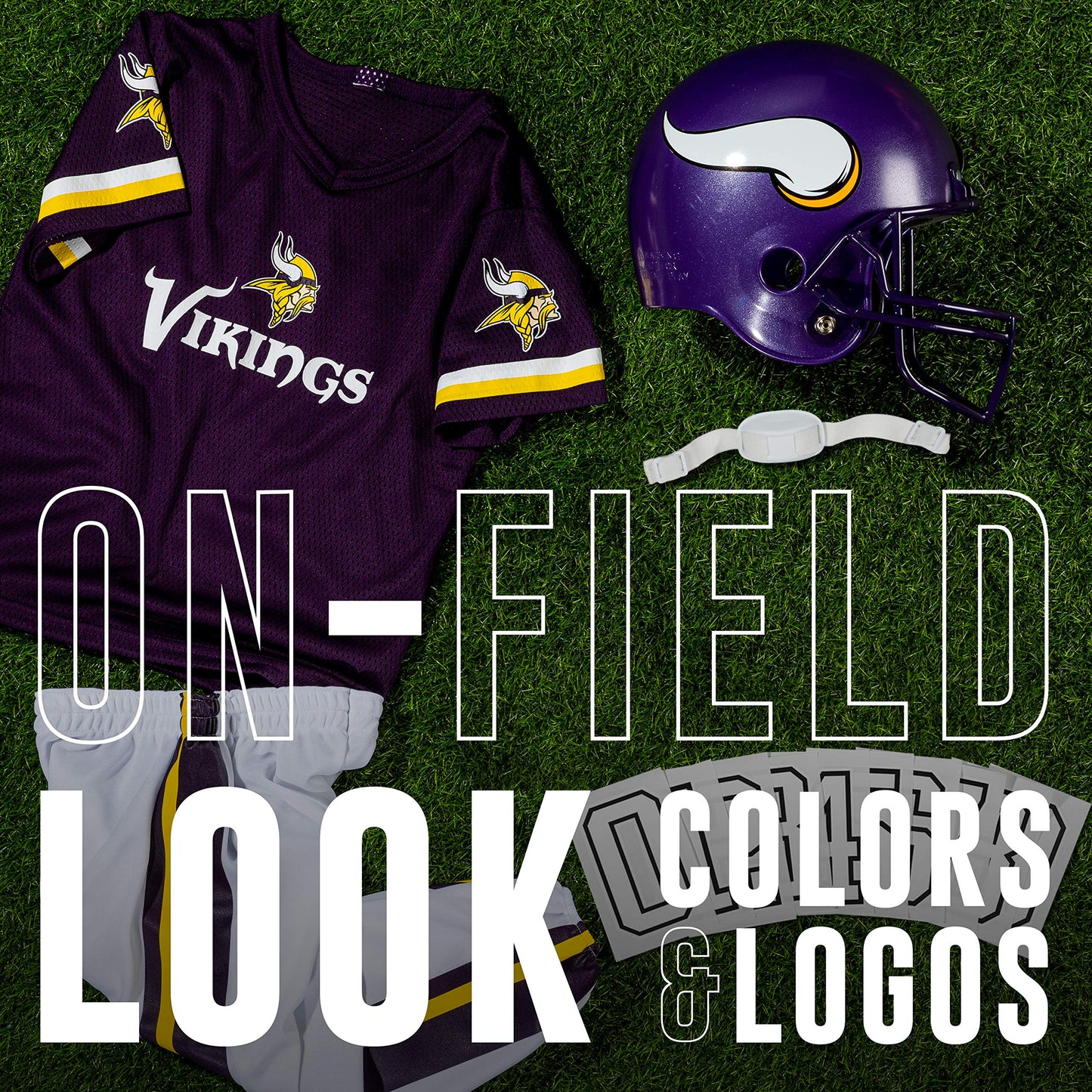 Franklin Sports Minnesota Vikings Kids Football Uniform Set - NFL Youth Football Costume for Boys & Girls - Set Includes Helmet,