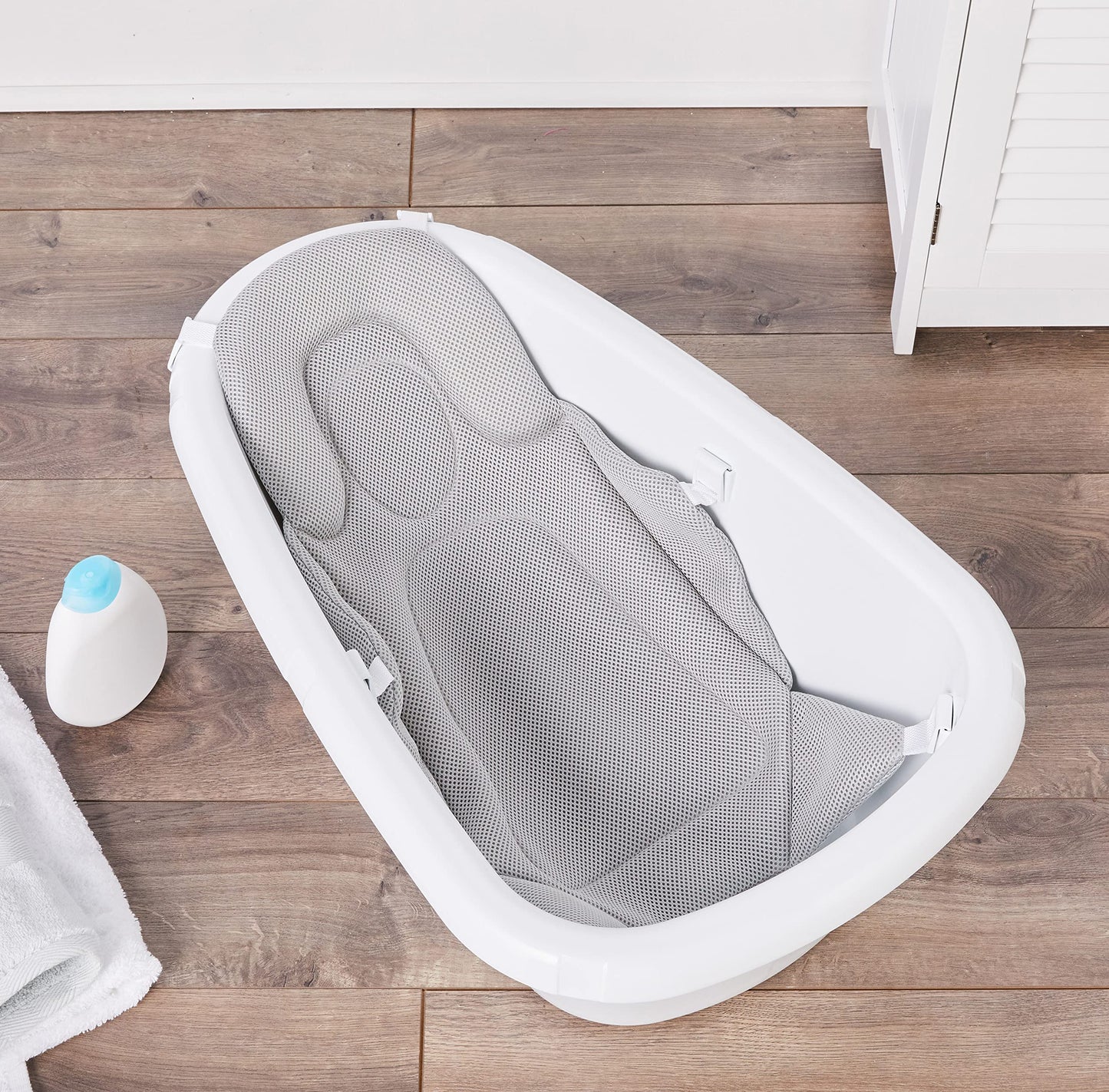 Regalo Baby Basics 3-In-1 Grow With Me Bath Tub, Adjustable As Your Baby Grows, Includes Foam Padded Air Mesh Sling, Drying Hook
