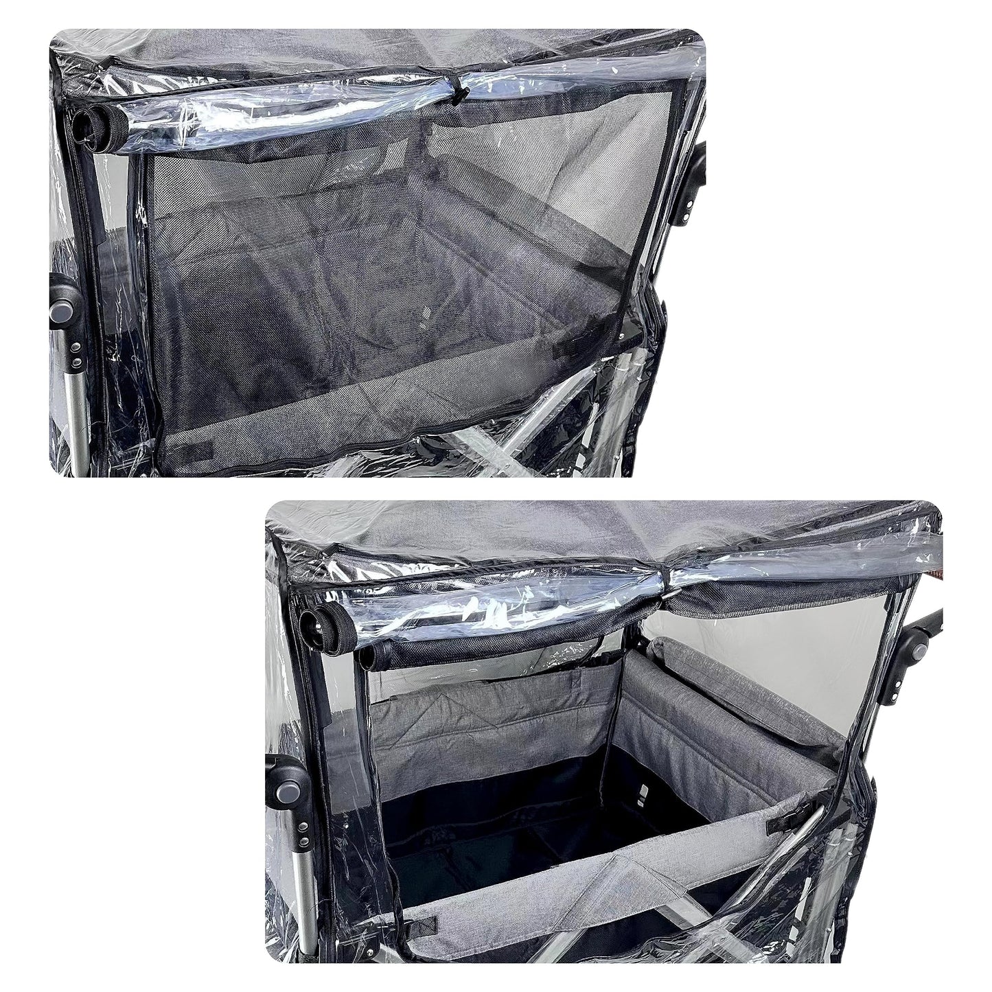 Big Size Rain Cover For Stroller, Mosquito Net For Trolley Cart, 2In1 Big Cover With Window For Picnic Camping Wagon Stroller Wa