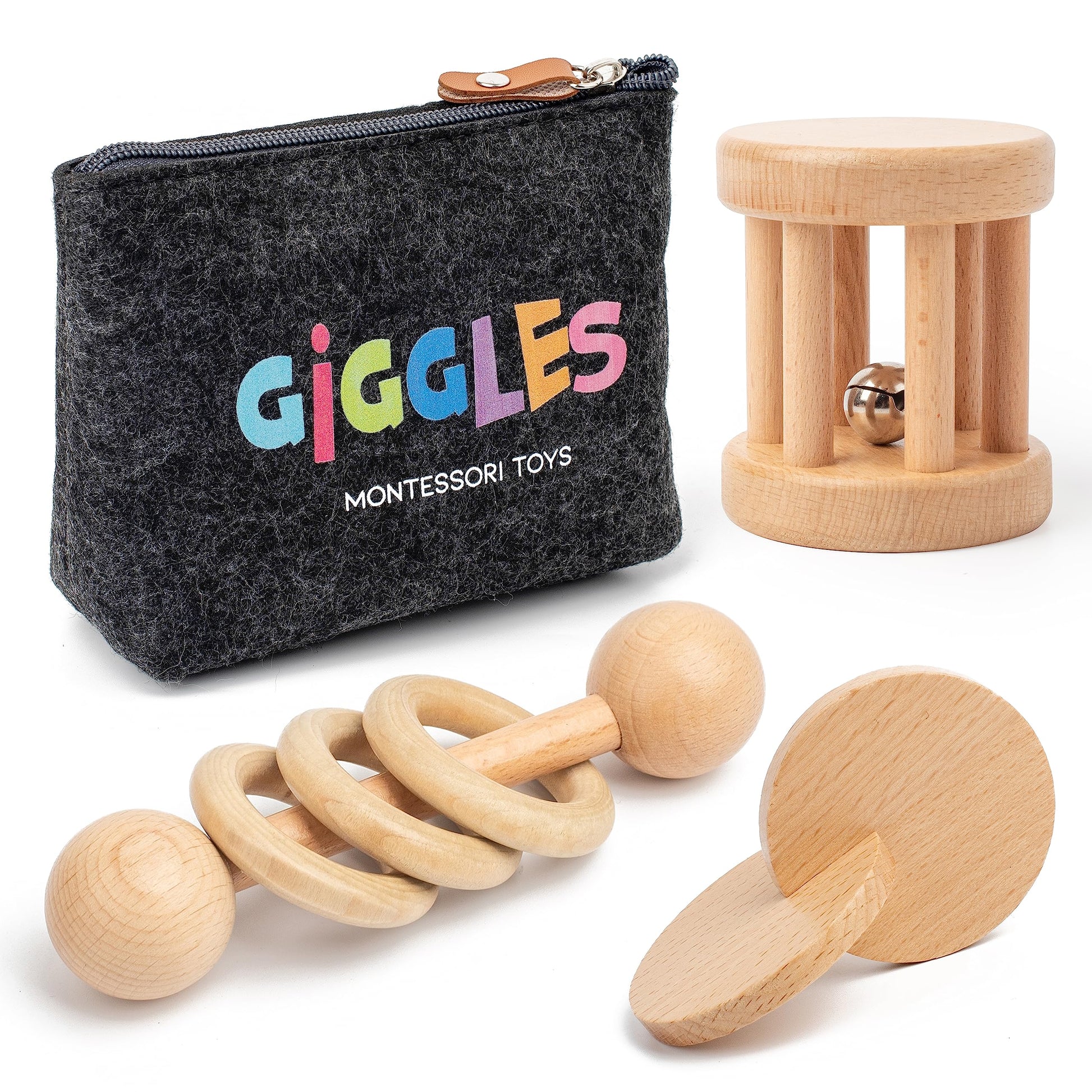 Montessori Toys for Babies 0-6 Months and 6-12 Months - Eco-Friendly Wooden Baby Toy for Sensory Stimulation, Skill-Building, an