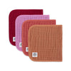 Parker Baby Muslin Cotton Burp Cloths - 4 Pack Large Cotton Burping Clothes For Boys, Girls, Unisex (Rose)