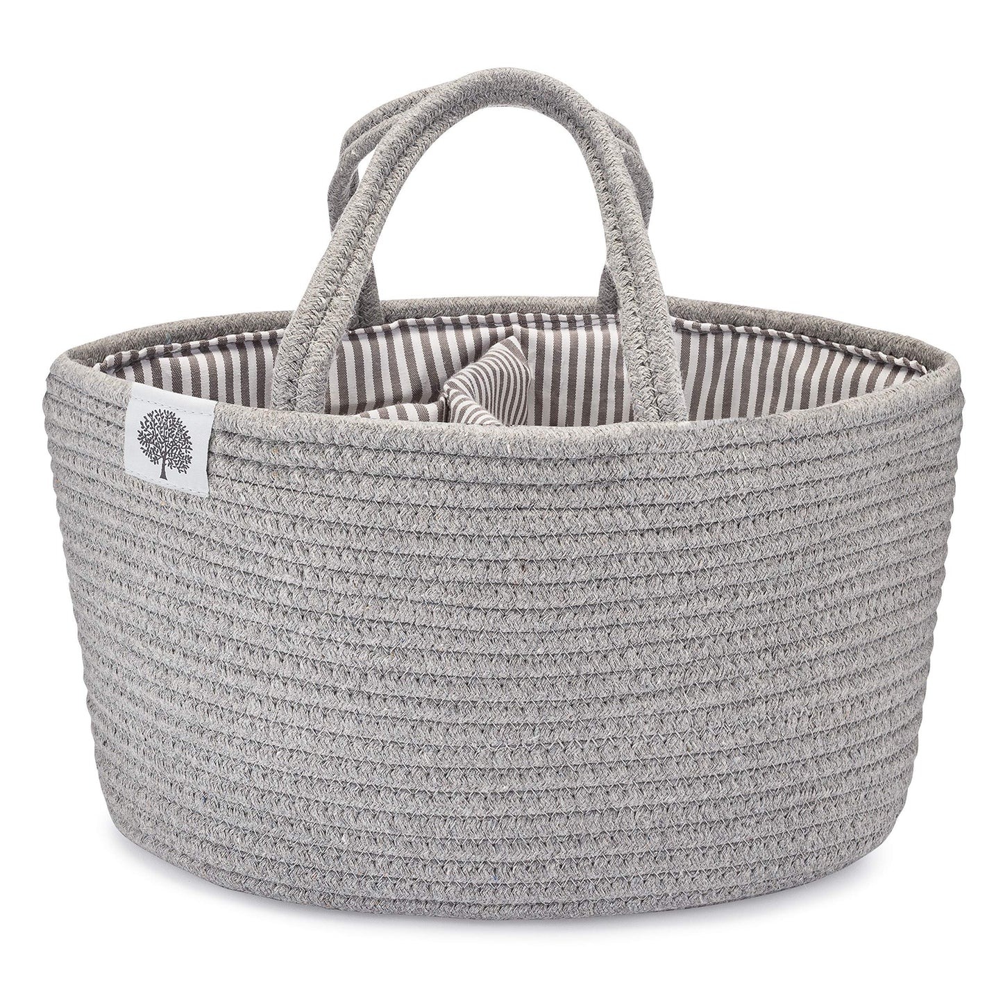 Parker Baby Rope Diaper Caddy Organizer - Nursery Storage Bin and Car Organizer for Diapers and Baby Wipes - Diaper Organizer fo