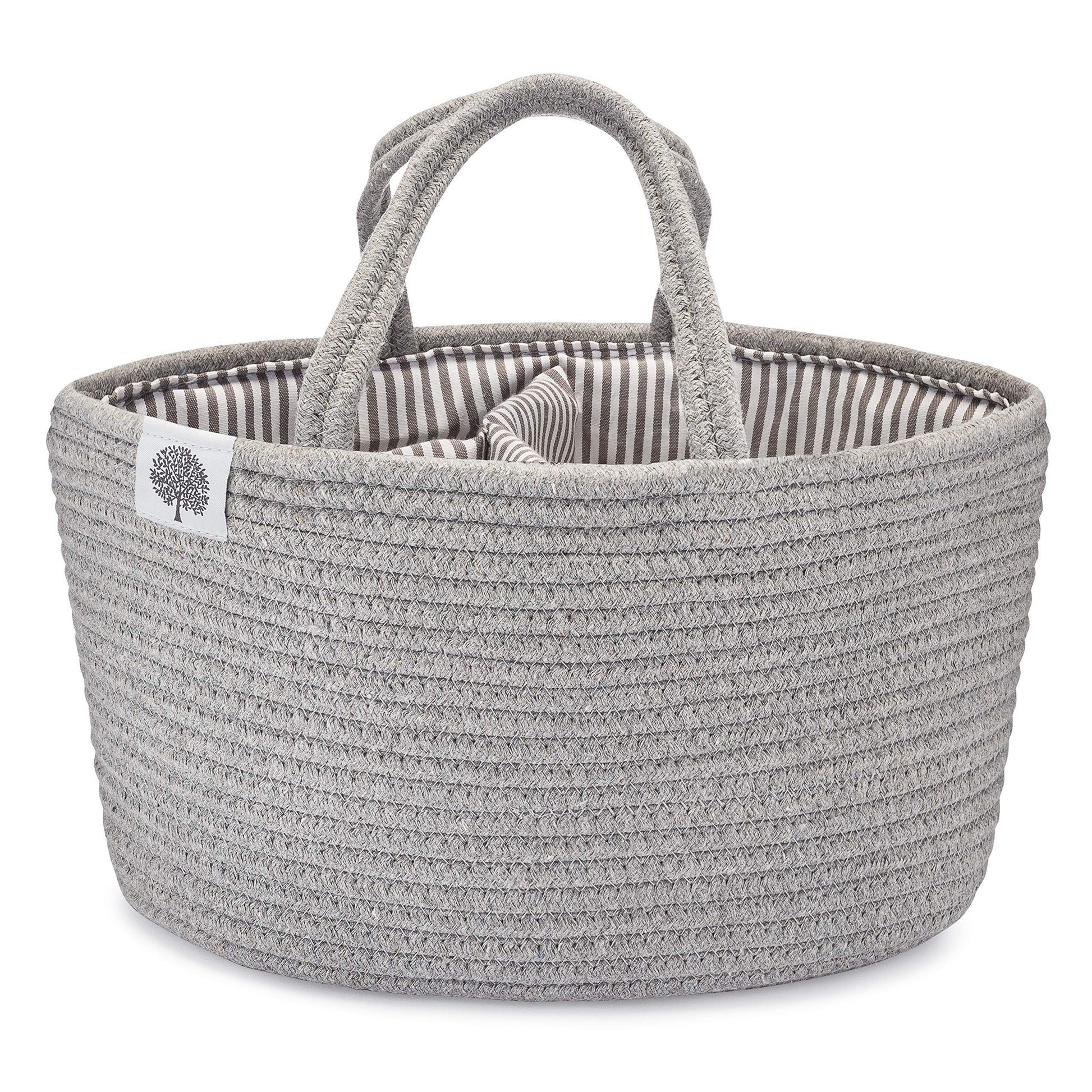 Parker Baby Rope Diaper Caddy Organizer - Nursery Storage Bin and Car Organizer for Diapers and Baby Wipes - Diaper Organizer fo