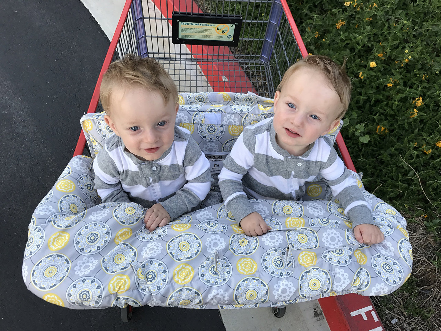 Twin Double Shopping Cart Cover For Baby Siblings With Carrying Case. Guaranteed To Fit Wholesale Warehouse Grocery Stores Like