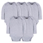 Gerber Unisex Baby Long Sleeve Solid Onesies Multi-Pack Interlock 180 Gsm, Grey Heather