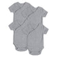 Baby Side Snap Bodysuit Set, Short Sleeve Cotton Boy Girl Kimono Onesie, 4 Pack Grey (3-6 Months)