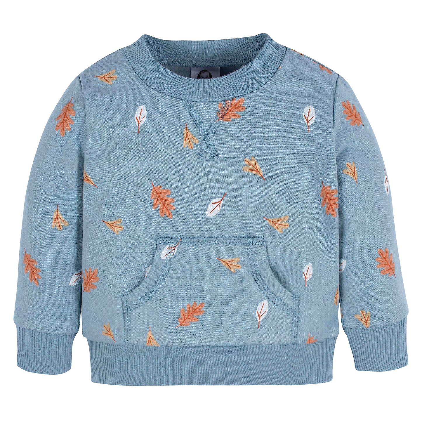 Gerber Baby Boys Toddler 2-Piece Fleece Sweatshirt And Jogger Set, Blue Leaves, 2T