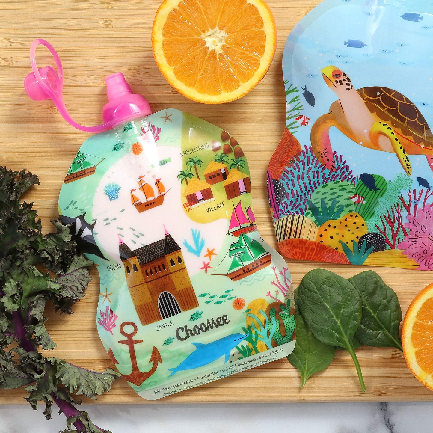 Choomee Reusable Baby Food Storage Pouches, 8 Oz | Ideal For Baby Food, Smoothies And Purees | Secure Double Lock Zipper, Wide B