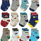 Rative Non Skid Anti Slip Slipper Cotton Crew Dress Socks With Grips For Baby Toddlers Kids Boys (0-6 Months, 12-Pairs/Rb-71112)
