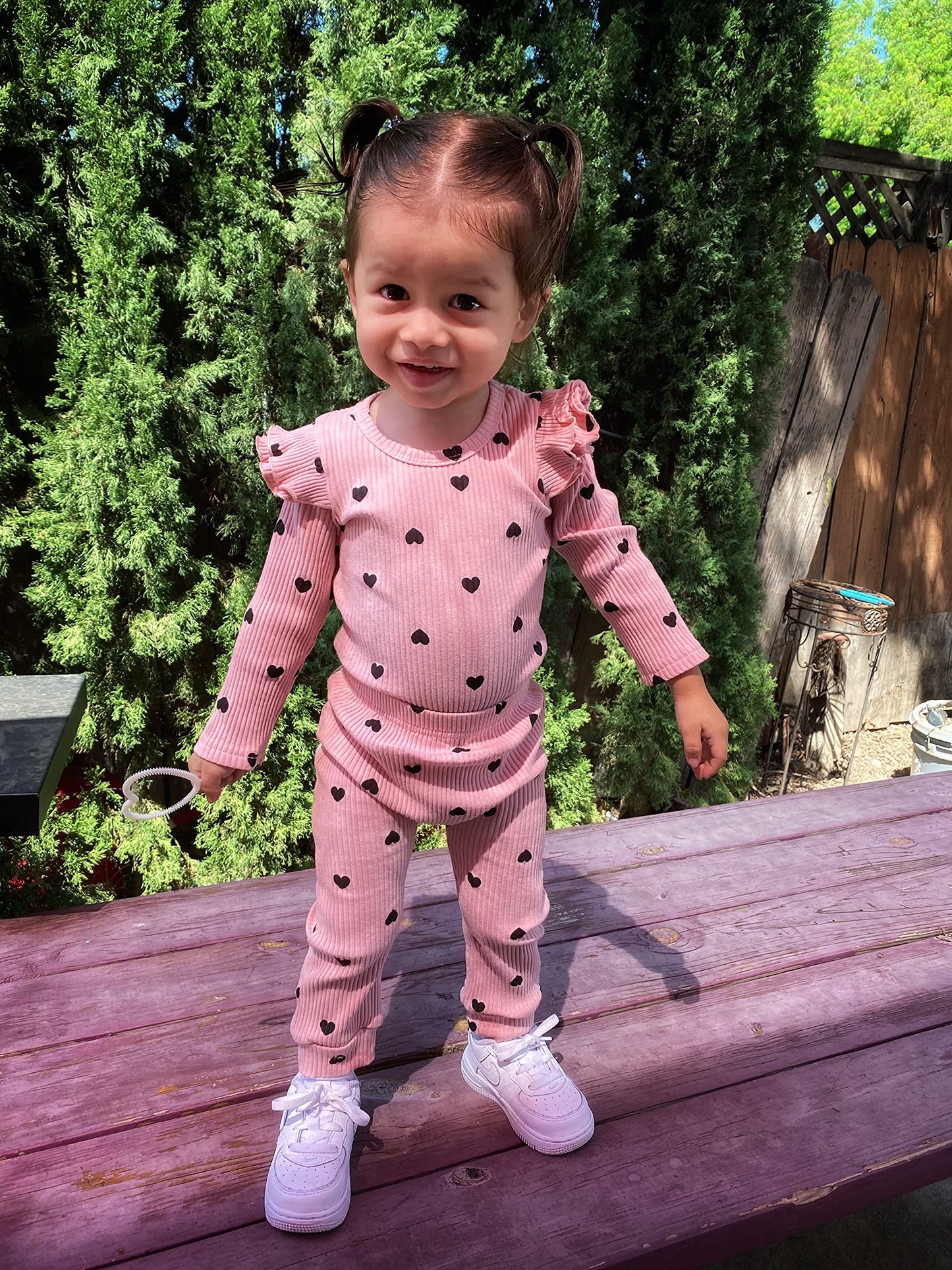 Fullfamous Infant Baby Girl Clothes Outfits,Fall Romper Christmas Clothing Set 0-3 Months Pink Heart