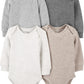 Simple Joys By Carter'S Unisex Babies' Long-Sleeve Thermal Bodysuits, Pack Of 4, Beige/Dark Grey/Grey/Ivory, Preemie