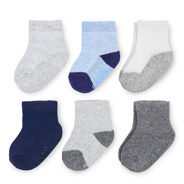 Fruit Of The Loom Baby 6-Pack All Weather Crew-Length Socks, Mesh & Thermal Stretch - Unisex, Girls, Boys (12-24 Months, Blue)