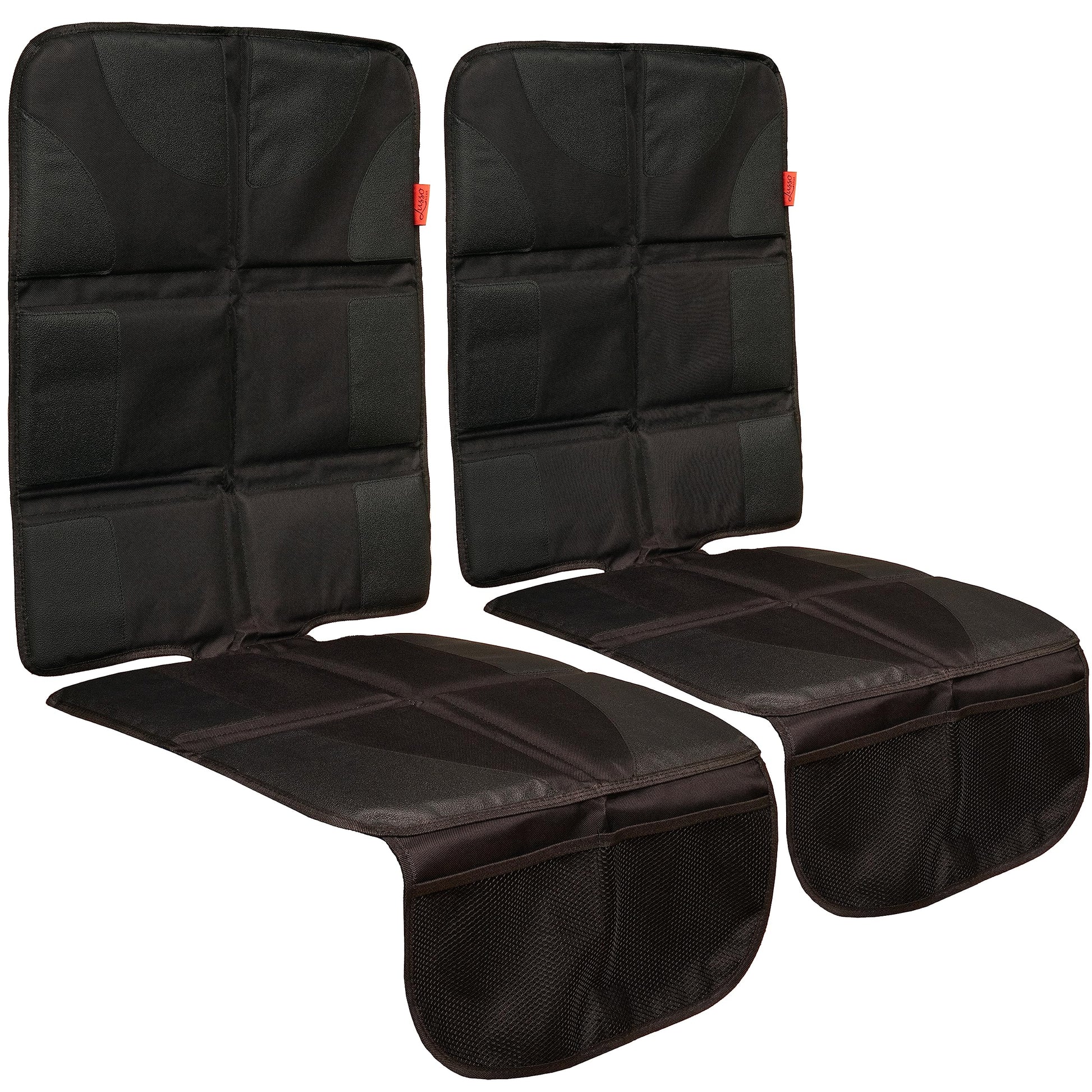 Lusso Gear Car Seat Protector (Value 2 Pack) - Thick Padding - Waterproof Seat Protector Under Baby Car Seat With 2 Mesh Storage