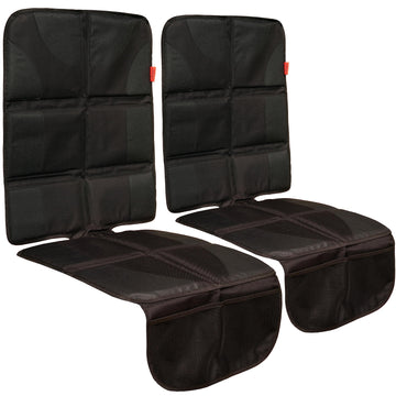 Lusso Gear Car Seat Protector (Value 2 Pack) - Thick Padding - Waterproof Seat Protector Under Baby Car Seat With 2 Mesh Storage