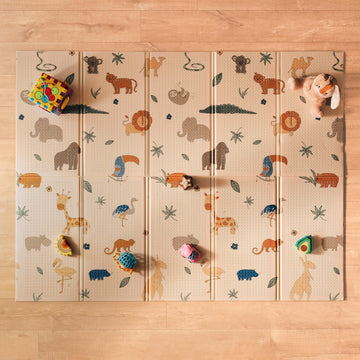 Nuby Reversible Baby Floor Mat - Foldable And Lightweight Baby Play Mat For Floor - Easy Storage And Travel - Safari