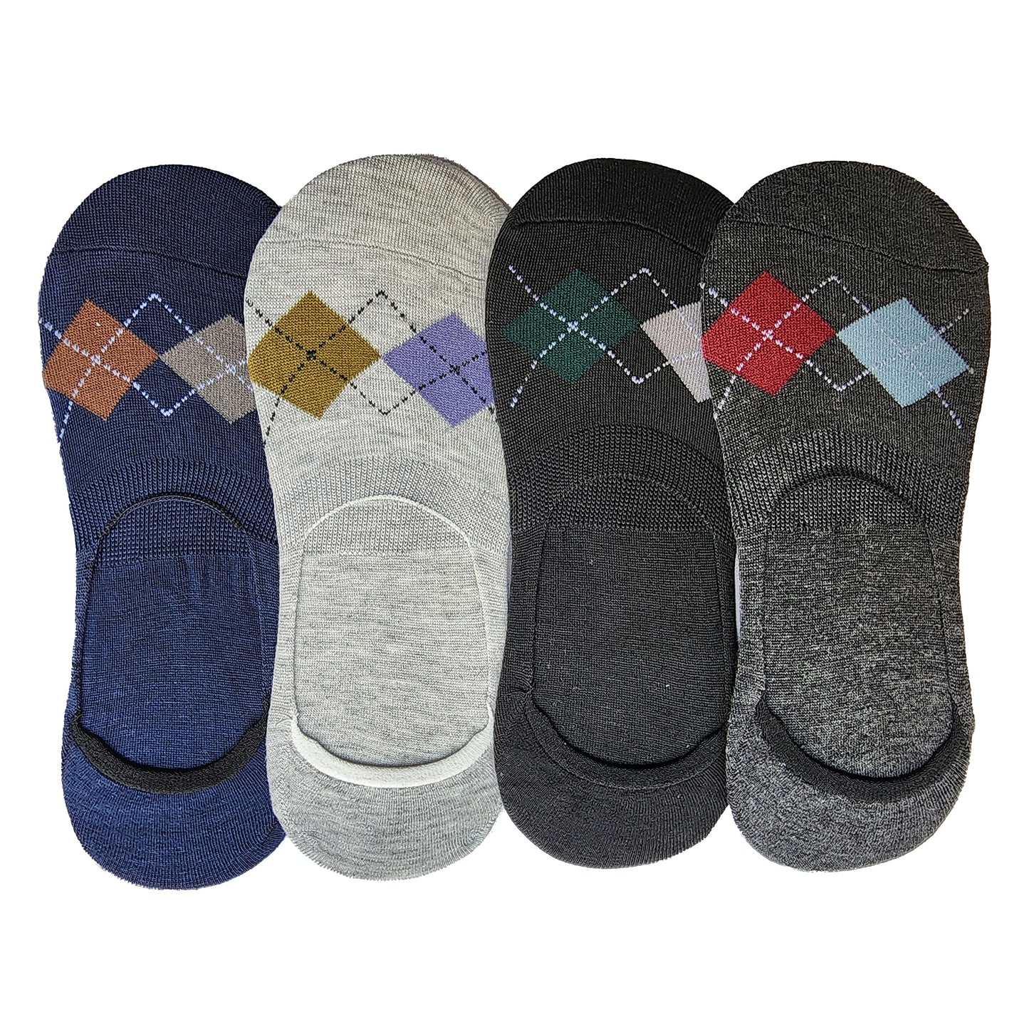Queery Men Cotton No Show Invisible Loafer Socks Pack Of 4 D1