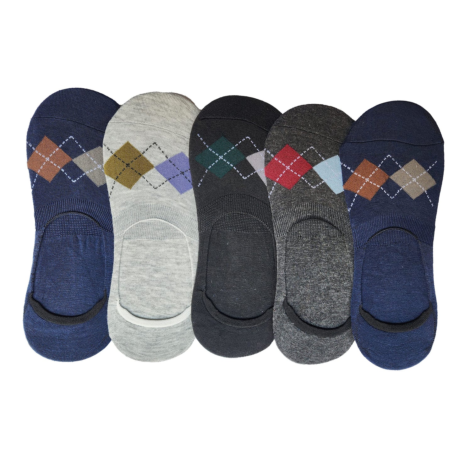Queery Men Cotton No Show Invisible Loafer Socks Pack Of 5 D7