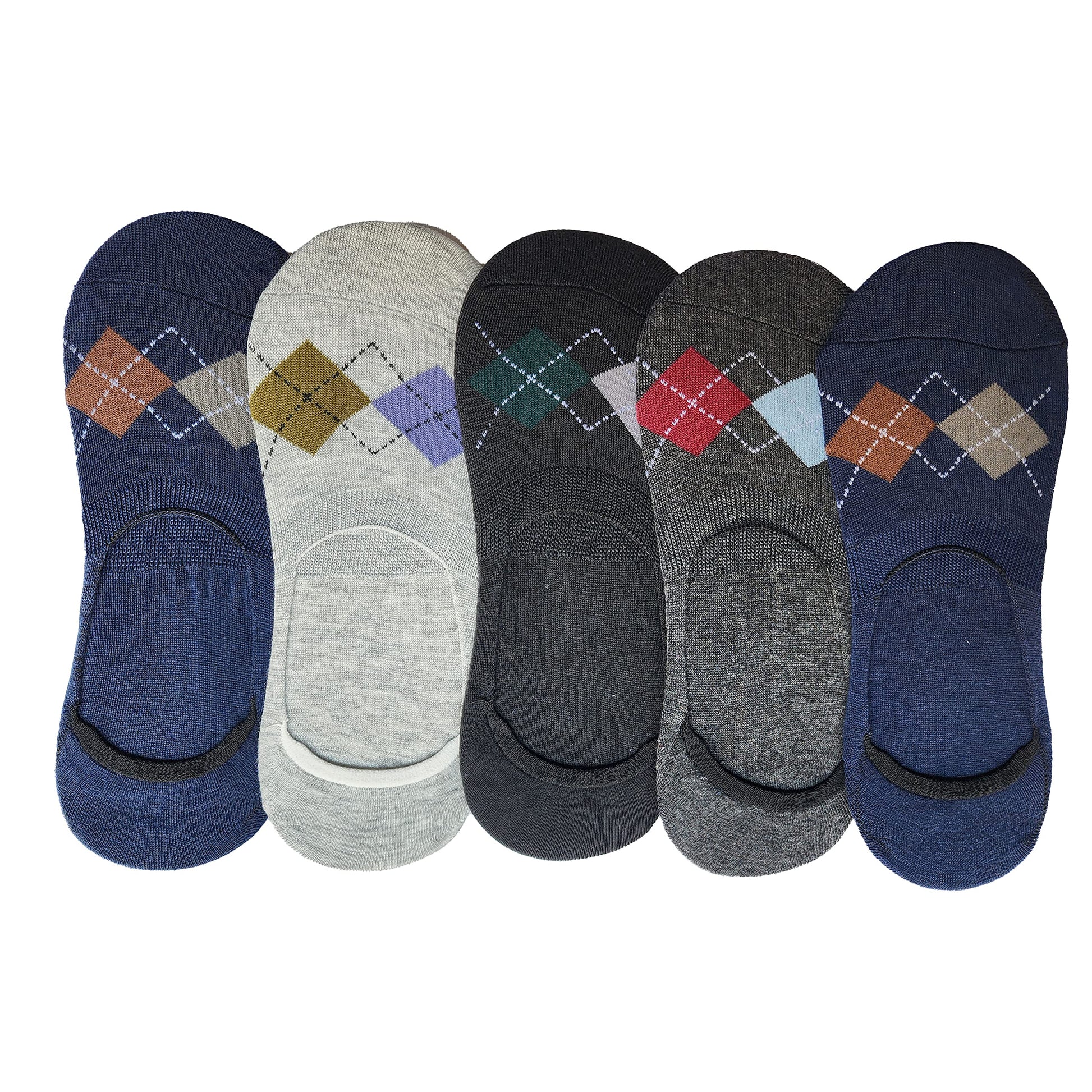 Queery Men Cotton No Show Invisible Loafer Socks Pack Of 5 D7