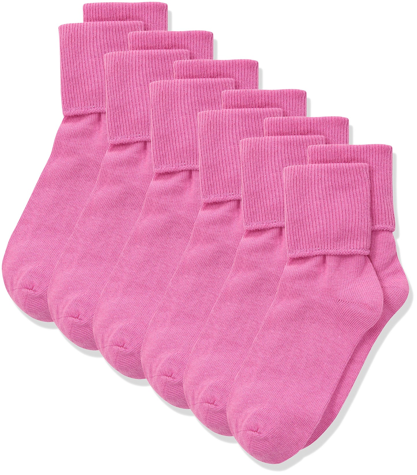 Jefferies Socks Girls 2-6X Seamless Turn Cuff 6 Pair Pack Socks, Bubblegum, Toddler, 12-24 Months (Bbmp2258)