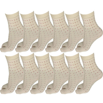 Kaneekshi Women Ladies Cotton Ankle Length Socks With Thumb (Pack Of 12 Pairs, Beige)