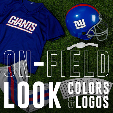 Franklin Sports New York Giants Kids Football Uniform Set - NFL Youth Football Costume for Boys & Girls - Set Includes Helmet, J