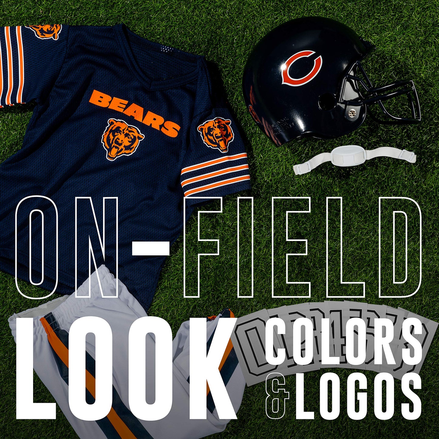 Franklin Sports Chicago Bears Kids Football Uniform Set - NFL Youth Football Costume for Boys & Girls - Set Includes Helmet, Jer
