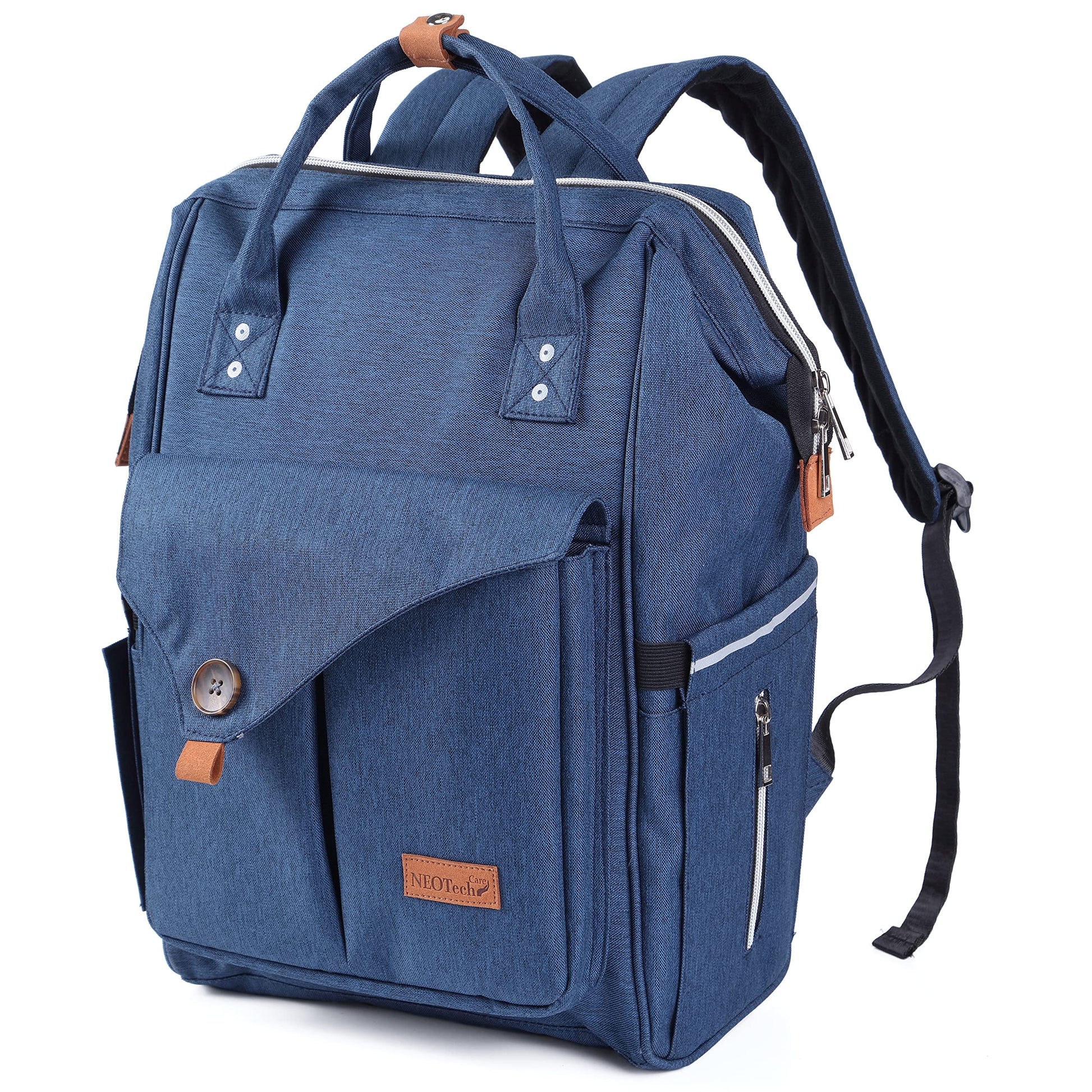 NeoTech Care Diaper Bag Backpack for Baby Girl/Boy, Wide Opening, Multifunction Organizing Pockets (Blue)