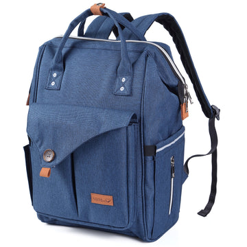 NeoTech Care Diaper Bag Backpack for Baby Girl/Boy, Wide Opening, Multifunction Organizing Pockets (Blue)