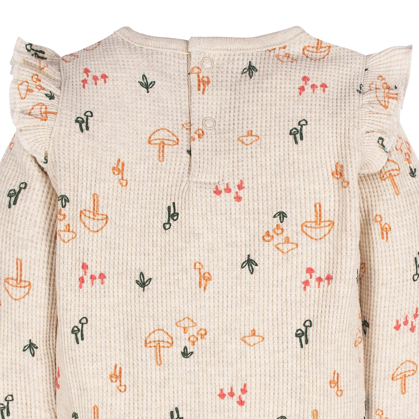 Gerber Baby Girl'S 2-Pack Long Ruffle Sleeve Onesies, Mushrooms
