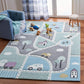 SAFAVIEH Area Rug 8x10 - Carousel Kids Collection - Large - Grey & Light Blue, Non-Shedding & Easy Cleaning, Ideal for Boys & Gi