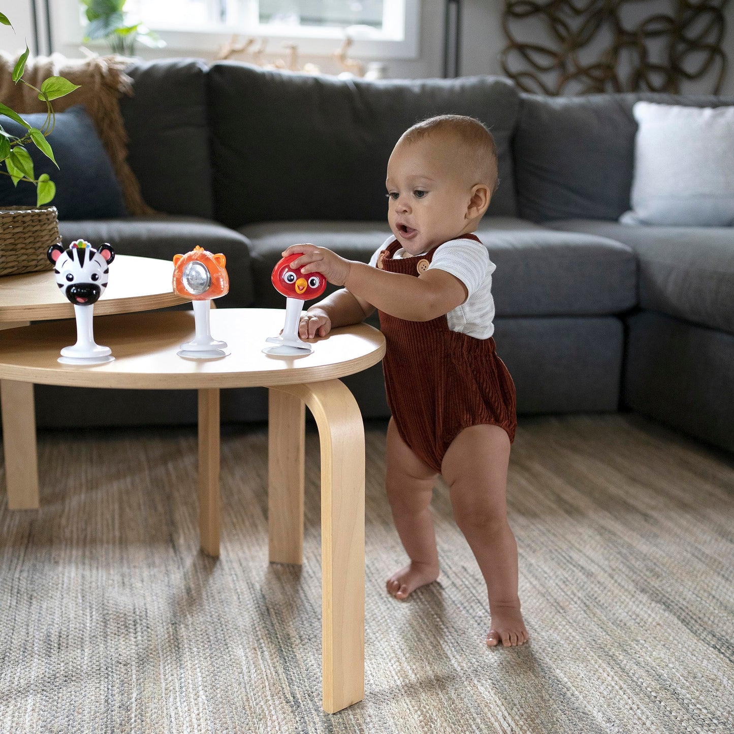 Baby Einstein Rattle & Jingle Trio High Chair Suction Toys Take-Along Musical Rattle  Set Age 6 Months +, Multicolor, 3 Count