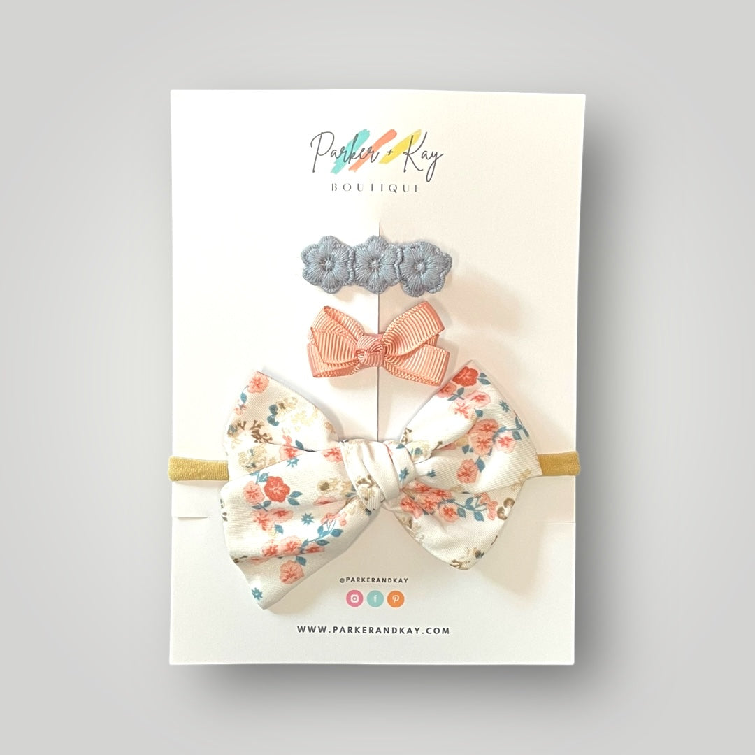 Baby 3-Piece Floral Bow Variety Set