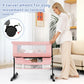Kmaier Foldable Portable Baby Bassinet Bedside Crib with Storage Basket & Breathable Mesh