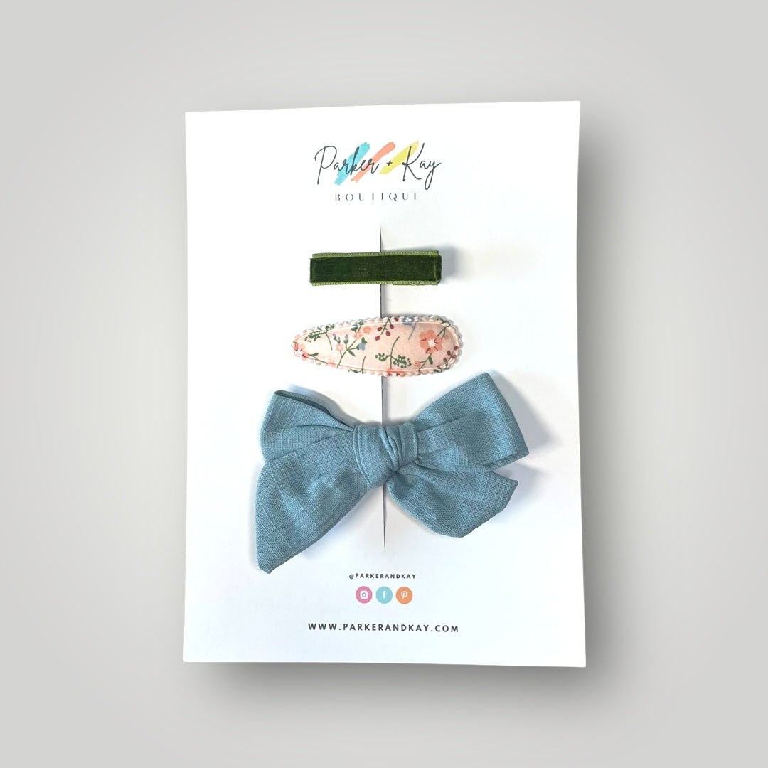 Girl’s 3-Piece Linen Bow Variety Set