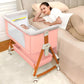 Baby Bassinet Portable Bedside Bassinet for Baby 3 in 1 Foldable Crib Travel Baby Crib Rocking 6 Adjustable Height with Wheels