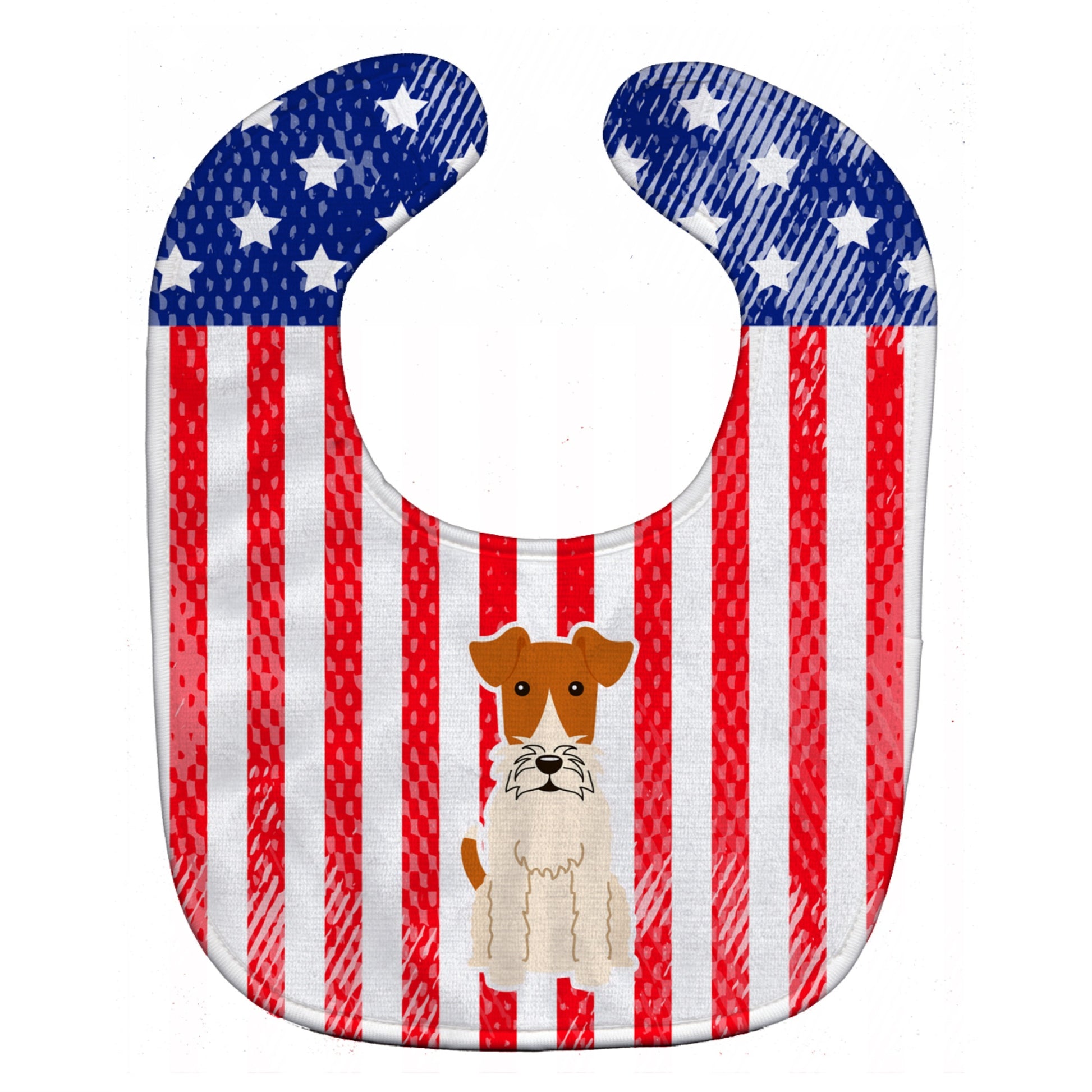Carolines Treasures Patriotic USA Baby Bib, Wire Fox Terrier, Large