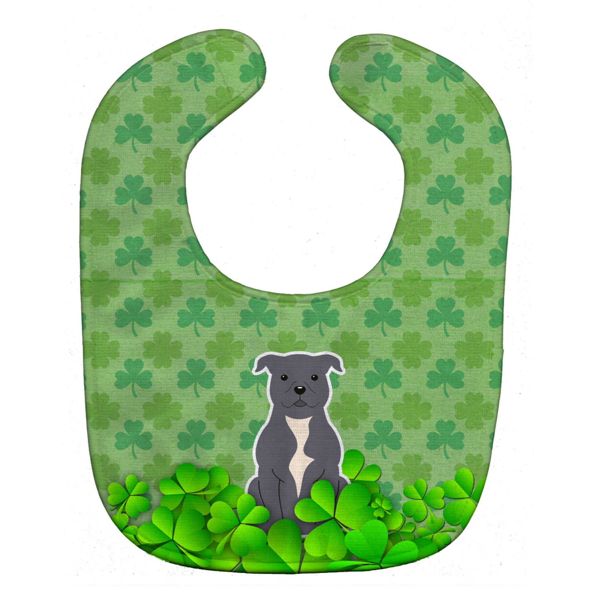 Carolines Treasures Shamrocks Baby Bib, Staffordshire Bull Terrier Blue, Large