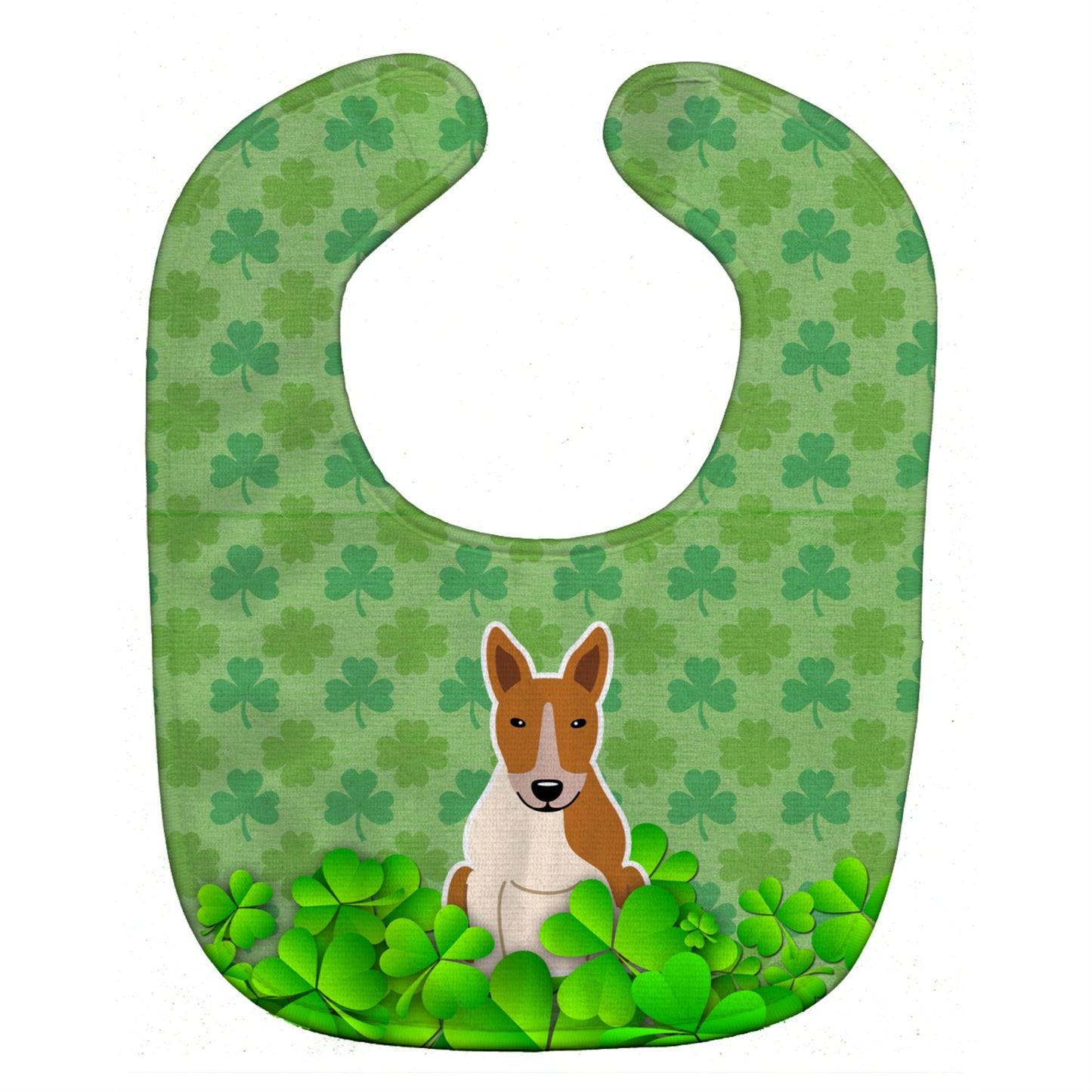 Carolines Treasures Shamrocks Baby Bib, Bull Terrier Red White, Large