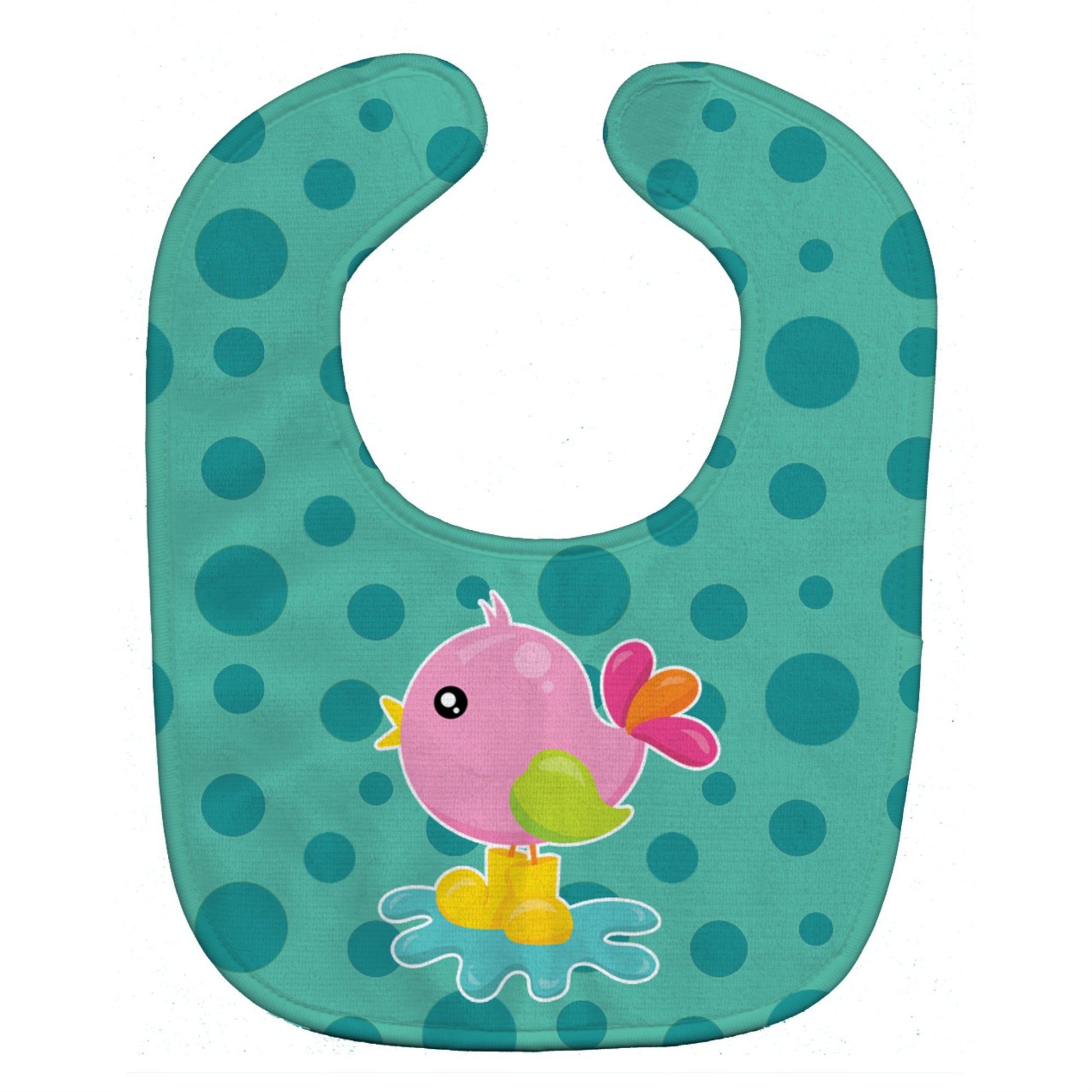 Carolines Treasures Baby Bib, Bird in Rainboots and Puddle, Large