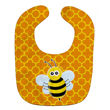 Carolines Treasures Bee on Quatrefoil Baby Bib, Orange, Large