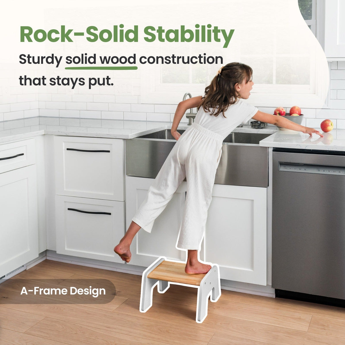 1-Step Wooden Stool for Kids(Multi-Purpose Step Stool for Kitchen, Bath, and Potty Training)