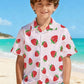 Boys’ Strawberry Print Cuban Collar Shirt – Sweet & Stylish Summer Button-Up