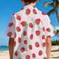 Boys’ Strawberry Print Cuban Collar Shirt – Sweet & Stylish Summer Button-Up