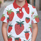 Boys’ Strawberry Polo Shirt – Sweet Southern Strawberry Print, Short Sleeve