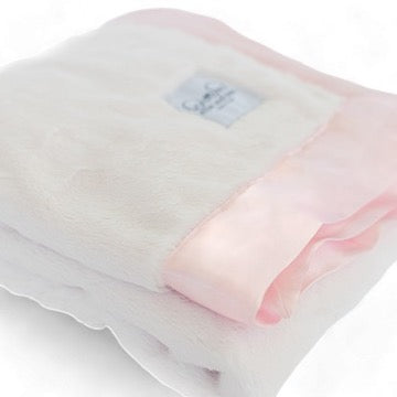 Luxury Baby Blanket with Satin Trim in Luxe Plush, Pink