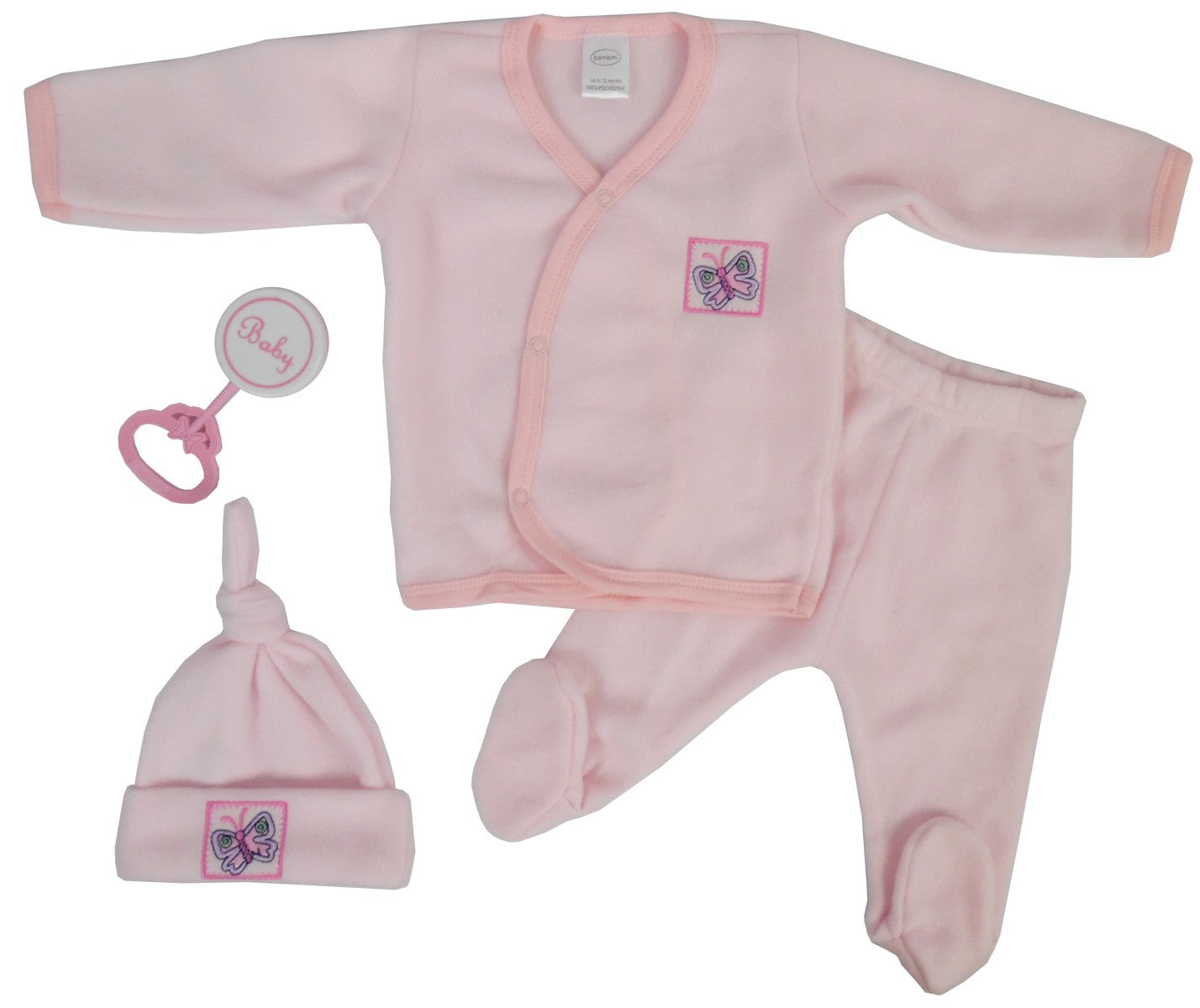 Bambini 4 Piece Fleece Set  Pink  Newborn