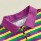 Mardi Gras Carnival T Shirt Long Sleeve Turn Collar Striped Contrast Color Tops Comfortable Casual Pullover