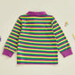 Mardi Gras Carnival T Shirt Long Sleeve Turn Collar Striped Contrast Color Tops Comfortable Casual Pullover